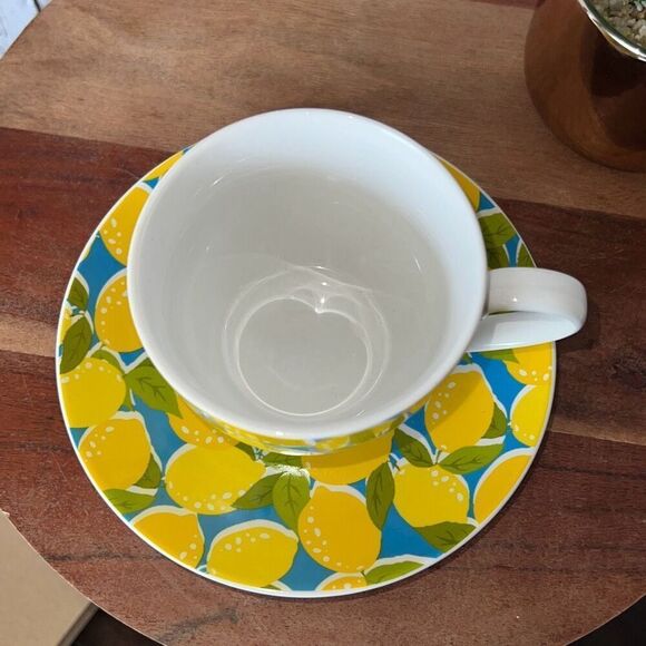 NWT DRAPER JAMES RSVP Lemons Boxed Teacup & Saucer Mother’s Day Gift Wife Tea - Picture 6 of 9